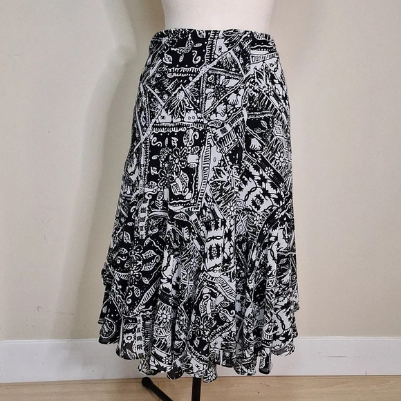 Chaps Ralph Lauren floral layered ruffle midi skirt  SZ M - Picture 4 of 5